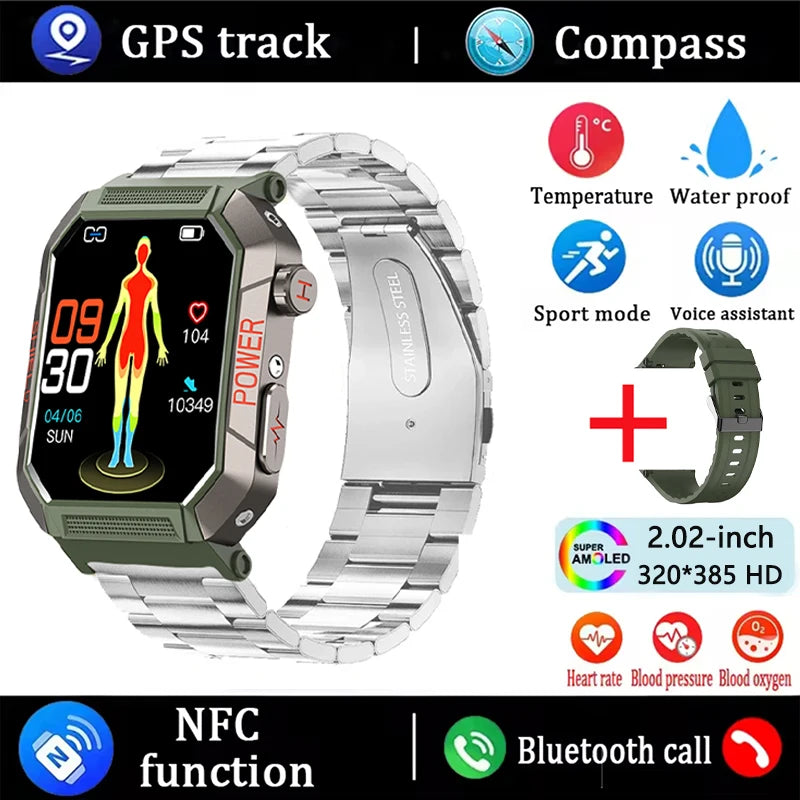 2026 New 2.02" Smart Watch Professional ECG & PPG Health Monitor Bluetooth Call GPS Track Recorder IP68 Waterproof for Men Women