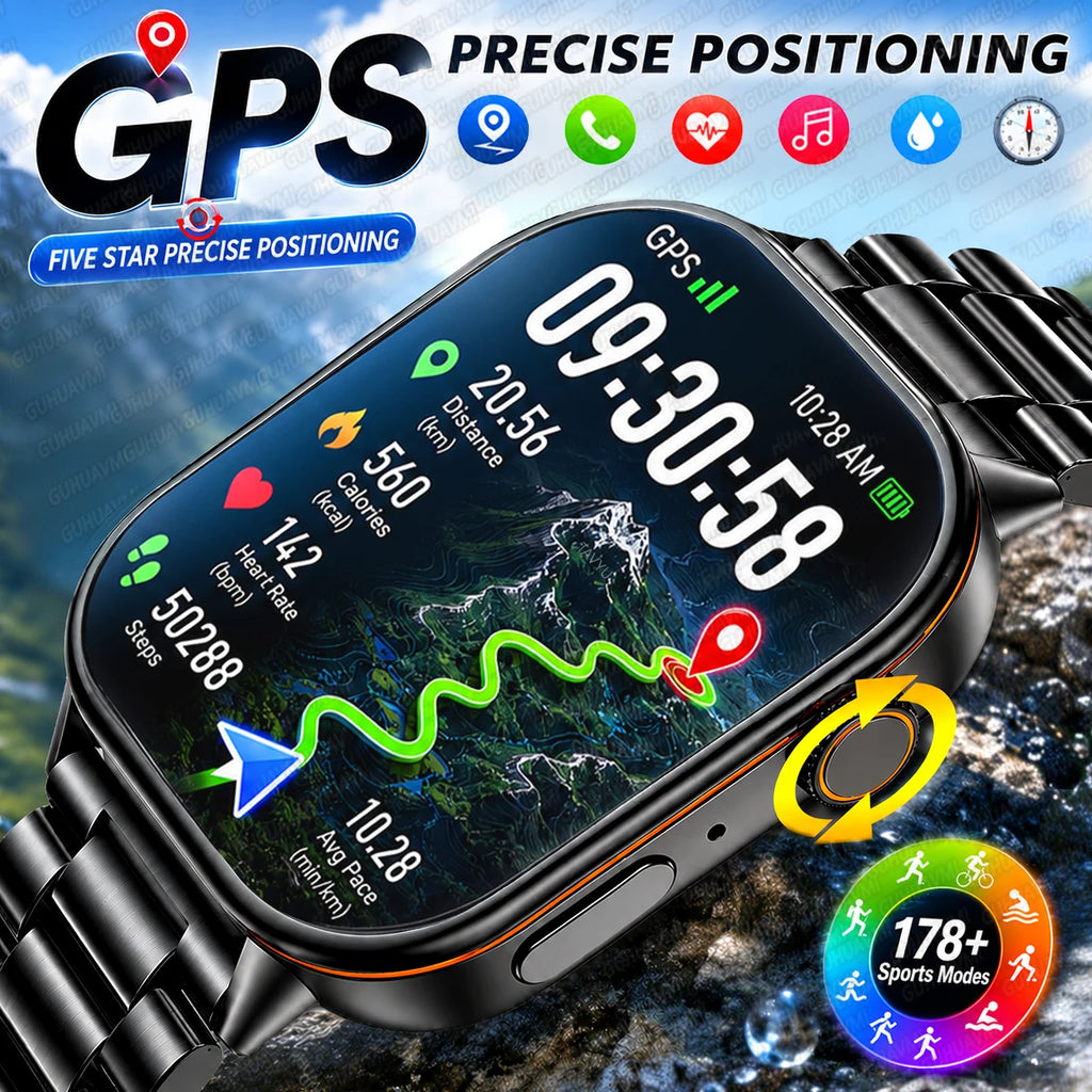 2026New Dual-band GNSS GPS Sports Smart Watches IP68K Swim Compass Heart rate tracker Military Bluetooth Call Bracelet Men Women