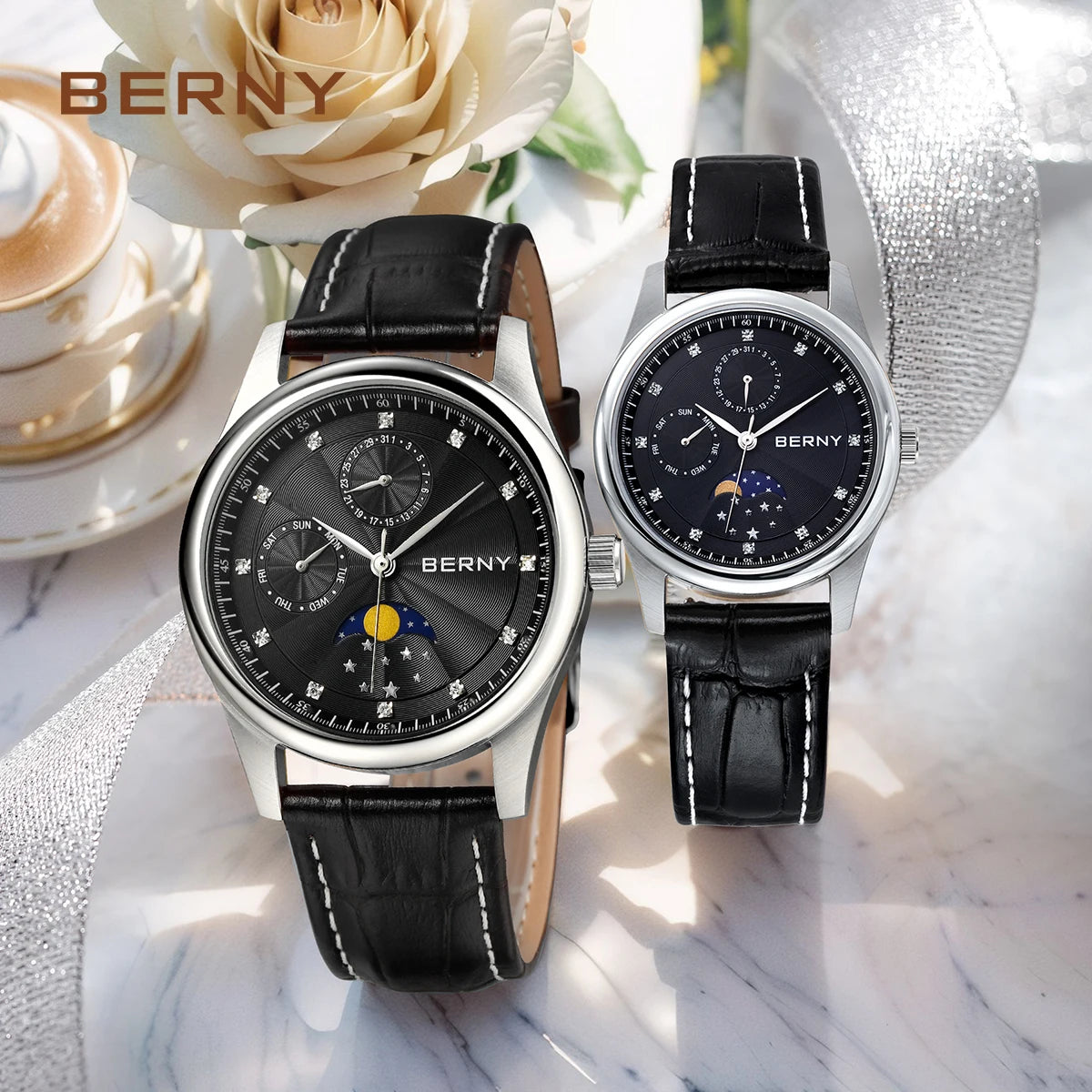 Moonphase Couple Watch Set