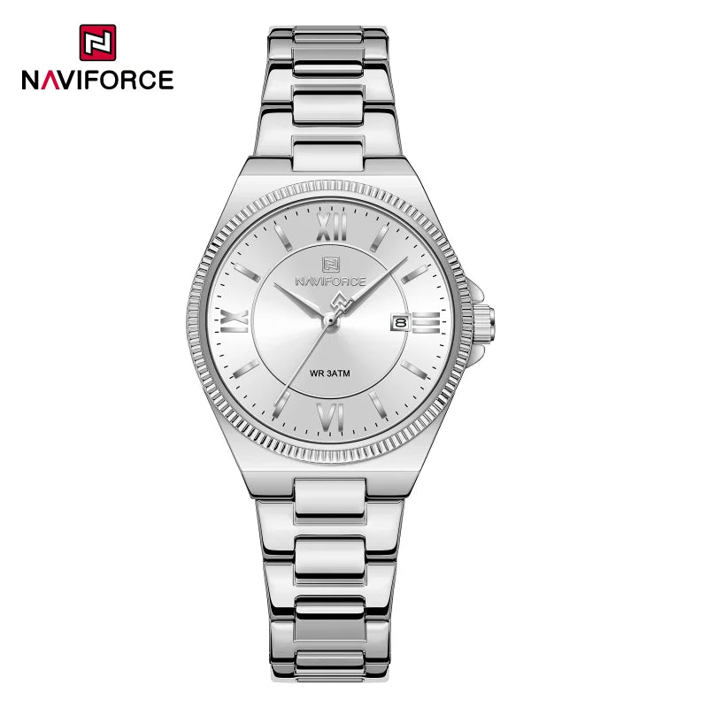 High Quality NAVIFORCE 2026 Woman Quartz Watch Retro Watches 3ATM Waterproof Stainless Steel Watchband  Ladies' Watches NF5073